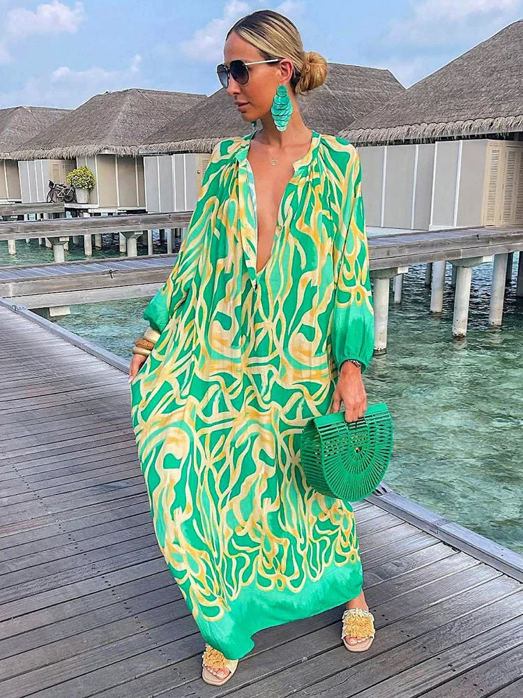 Avalon - Robe Maxi Bohème Automnale Chic et Décontractée