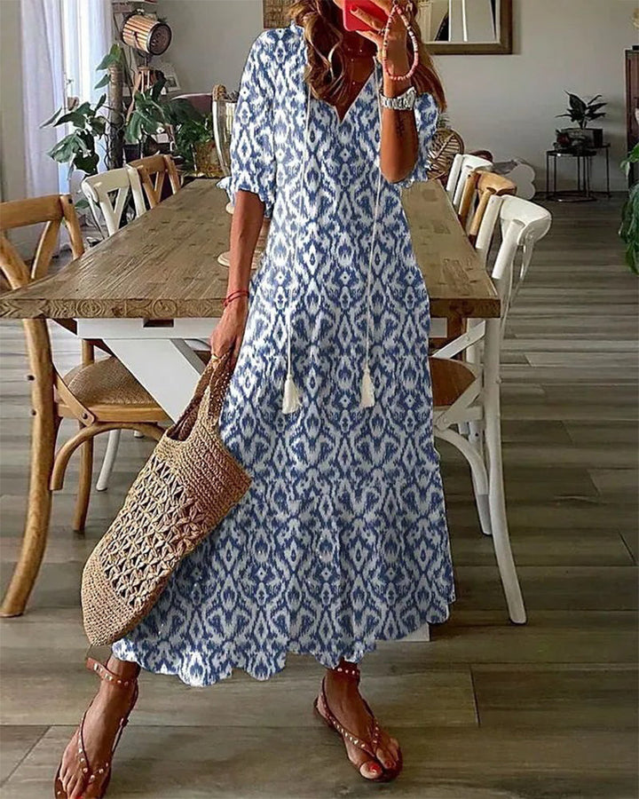 Sophia - Robe d'été vintage boho à décolleté en V