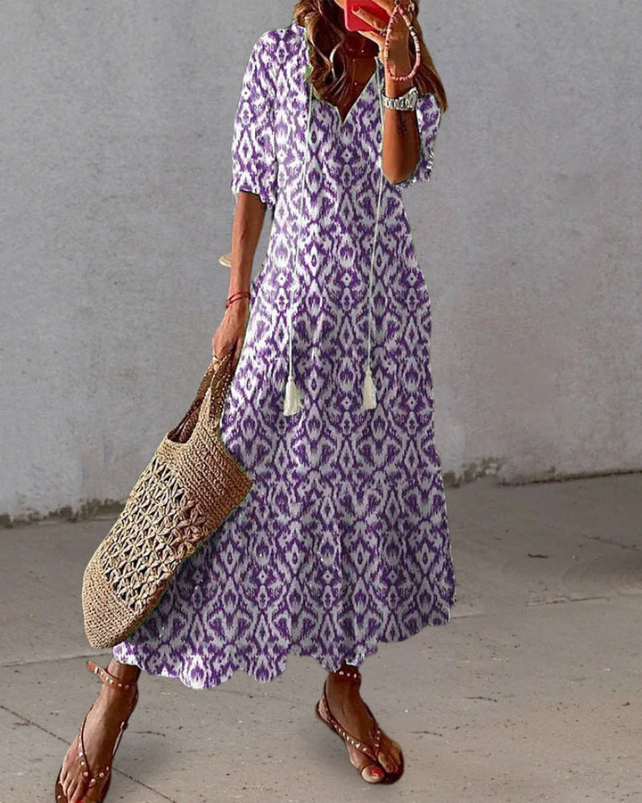Sophia - Robe d'été vintage boho à décolleté en V