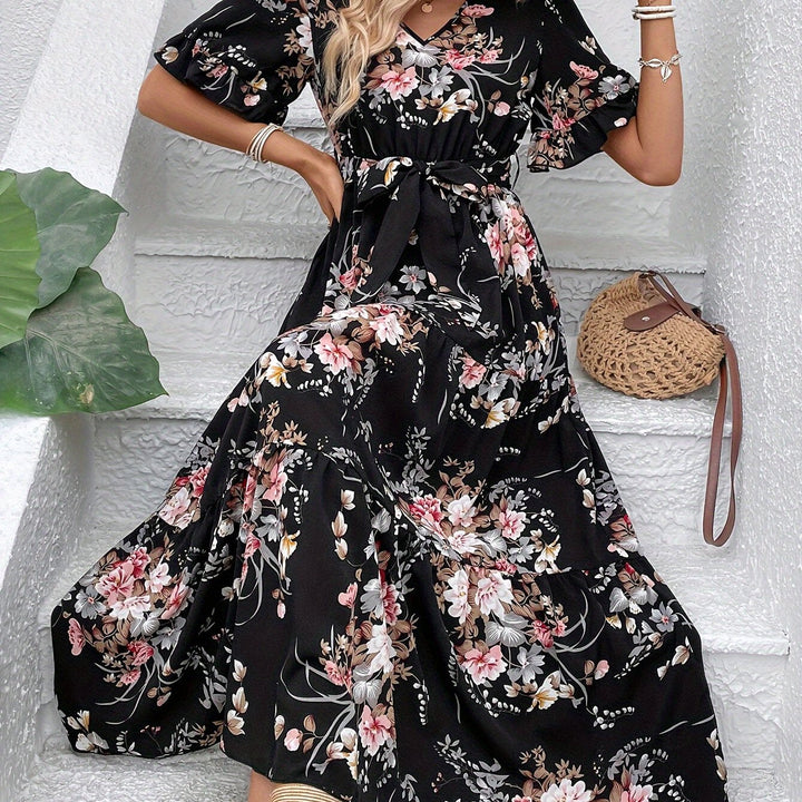 Rainn - Robe Florale à Manches Volantes