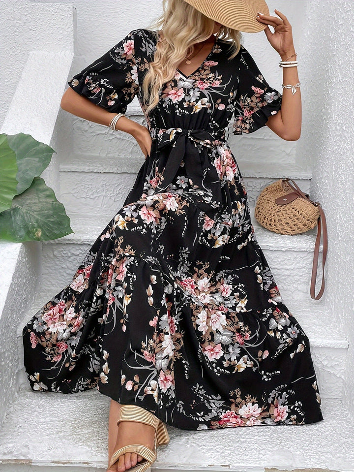Rainn - Robe Florale à Manches Volantes