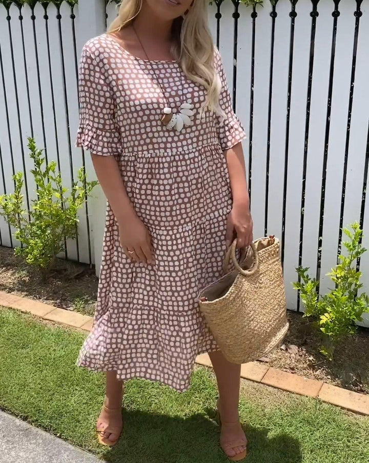 Stella - Robe Midi d'Été à Motifs Pois