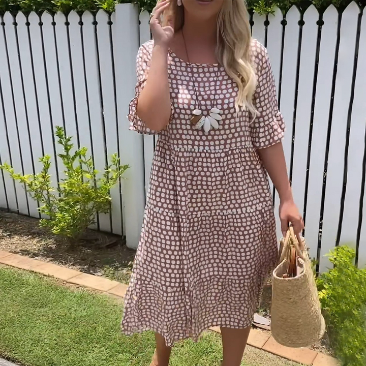 Stella - Robe Midi d'Été à Motifs Pois
