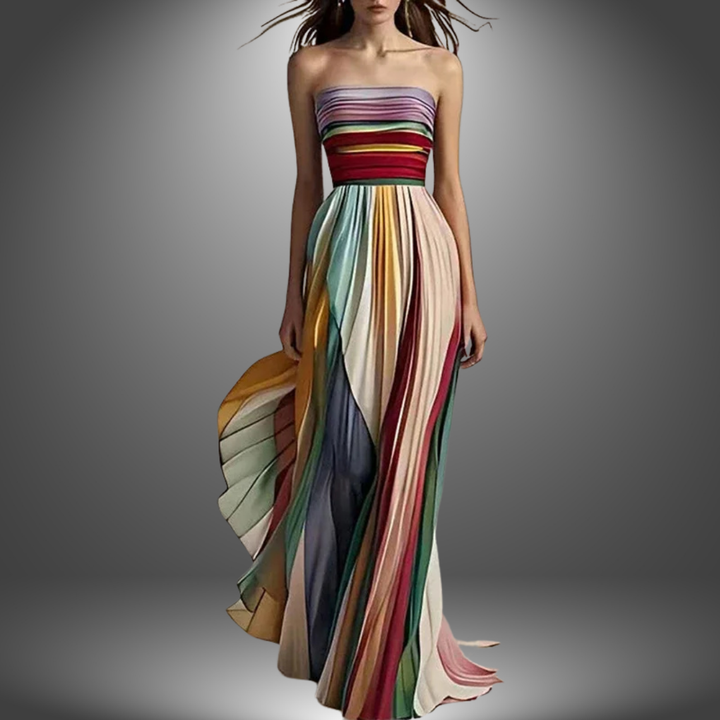 Dylan - Robe Maxi Tube à Rayures Multicolores