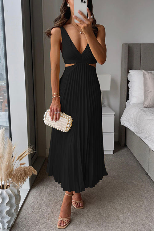 Rhiannon - Long V-Neck Maxi Dress with High Waist