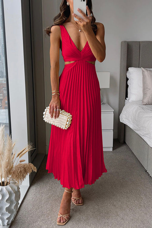 Rhiannon - Long V-Neck Maxi Dress with High Waist