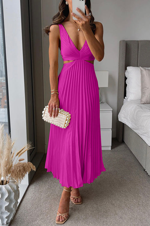 Rhiannon - Long V-Neck Maxi Dress with High Waist