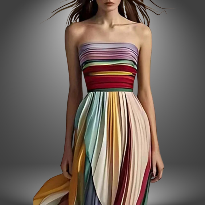 Dylan - Robe Maxi Tube à Rayures Multicolores