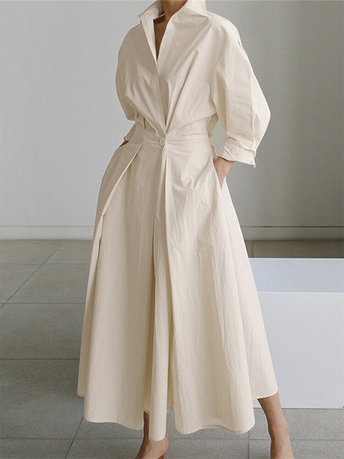 Brynn - Robe A-Line Évasée avec Col Polo Élégant