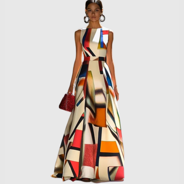 Ashlynn - Chic Plissé Sleeveless Evening Dress with O-Neck
