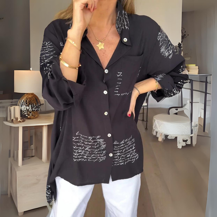 Callista™ - Chemise Boutonnée avec Écriture Manuscrite