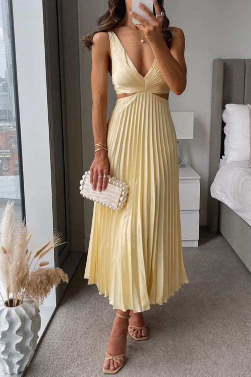 Rhiannon - Long V-Neck Maxi Dress with High Waist