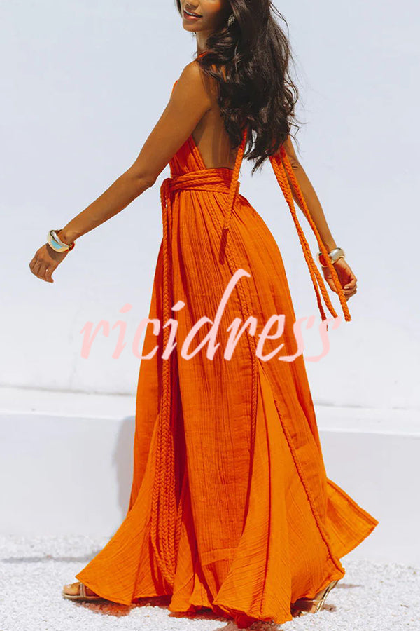 Faelina – Maxi Bandage Halter Dress with Open Back