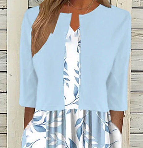 Greer - Robe Midi à Motif Floral avec Veste Coordonnée