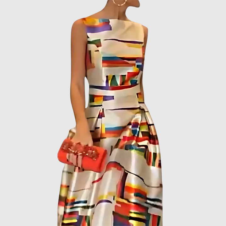 Ashlynn - Chic Plissé Sleeveless Evening Dress with O-Neck