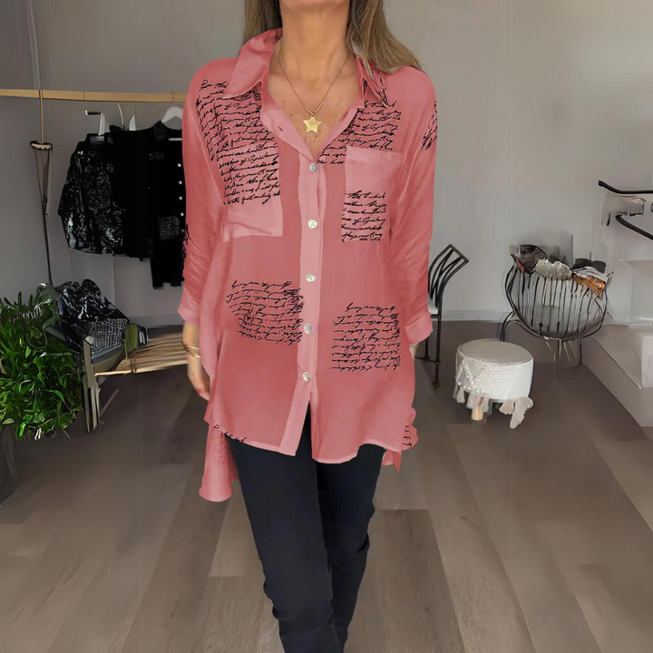 Callista™ - Chemise Boutonnée avec Écriture Manuscrite