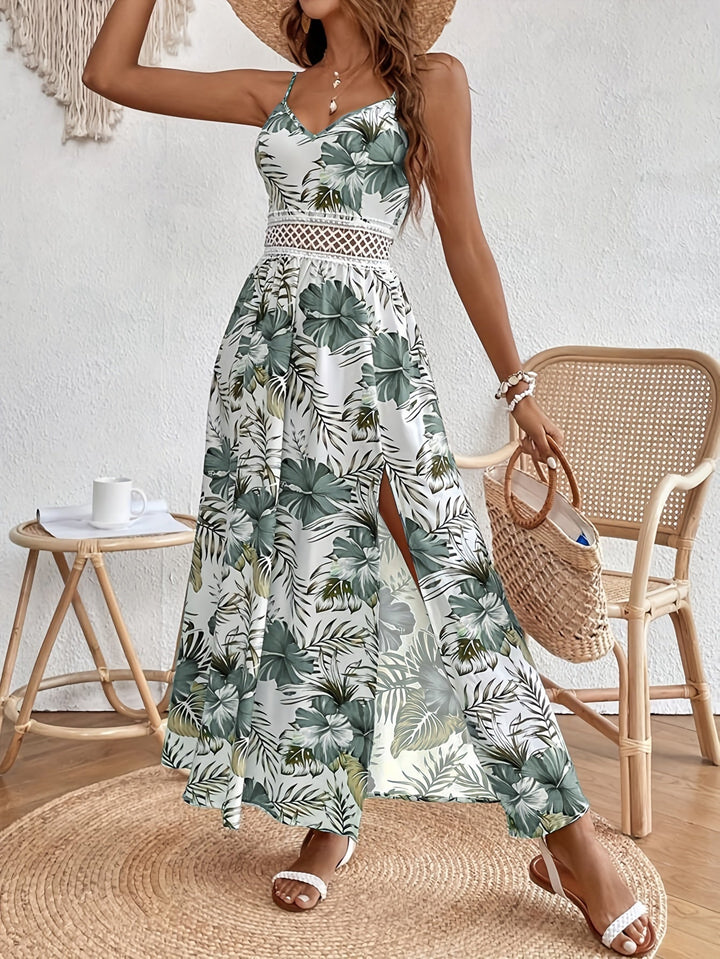 Robe Maxi Florale à Bretelles en V - Érable
