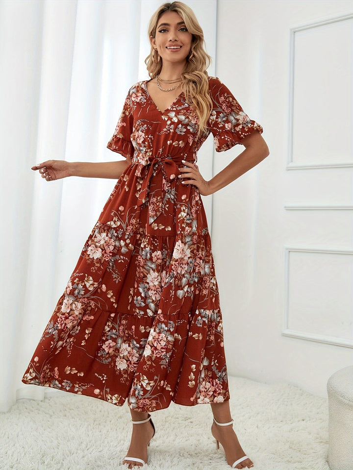 Rainn - Robe Florale à Manches Volantes