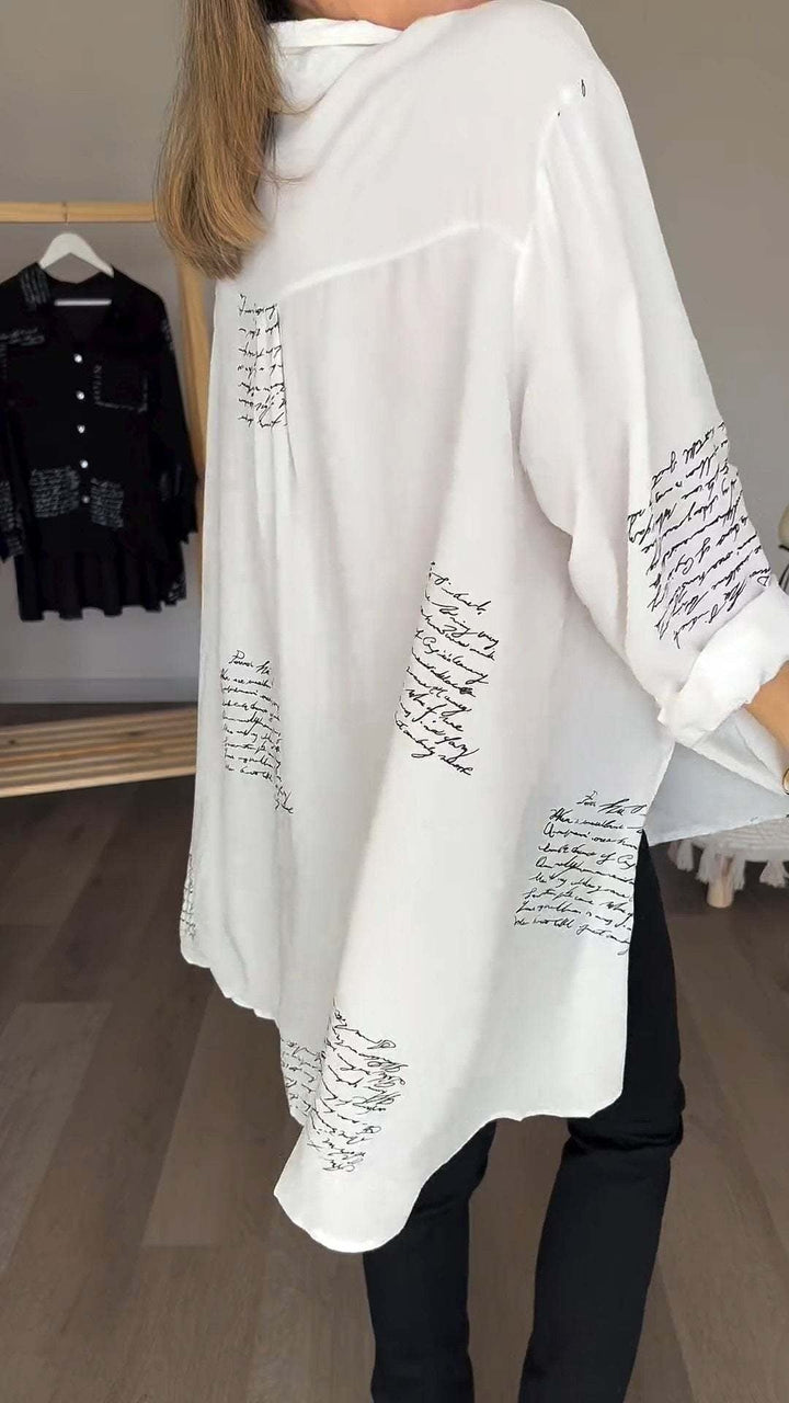 Callista™ - Chemise Boutonnée avec Écriture Manuscrite