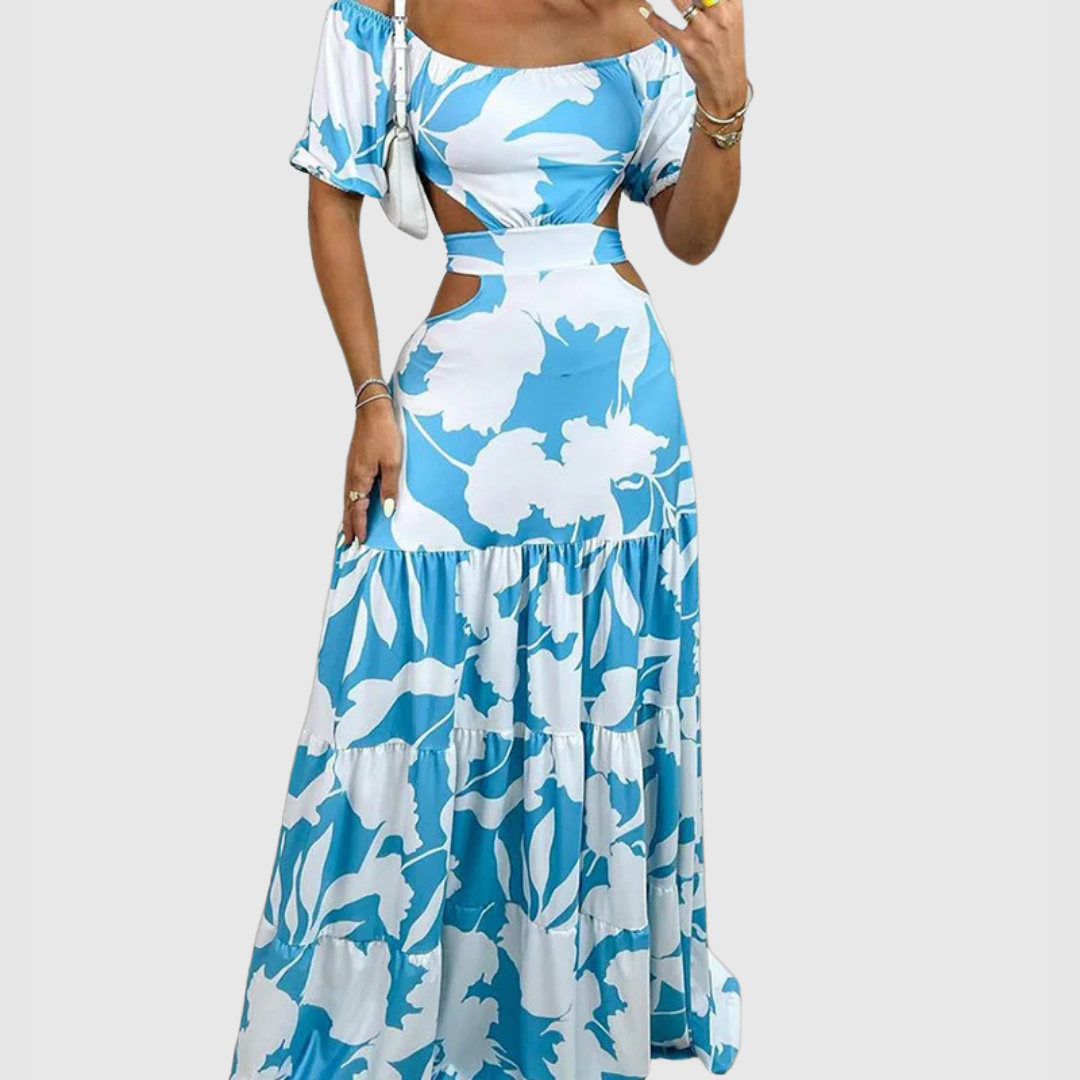 Arden - Élégante robe midi à découpes en tissu à texture irrégulière