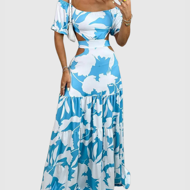 Arden - Élégante robe midi à découpes en tissu à texture irrégulière