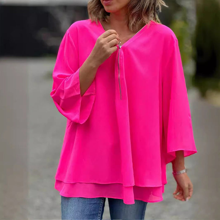 Heidi™ - Fluide V-Neck Zip Top