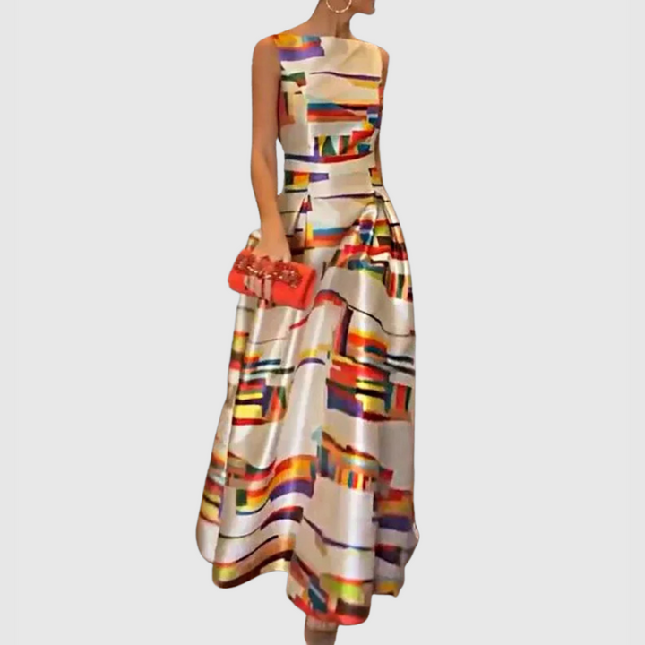 Ashlynn - Chic Plissé Sleeveless Evening Dress with O-Neck