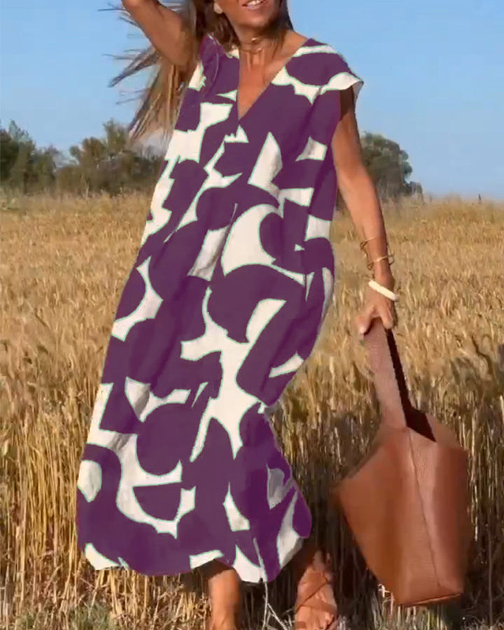 Elowen - Robe sans manches à motif géométrique asymétrique