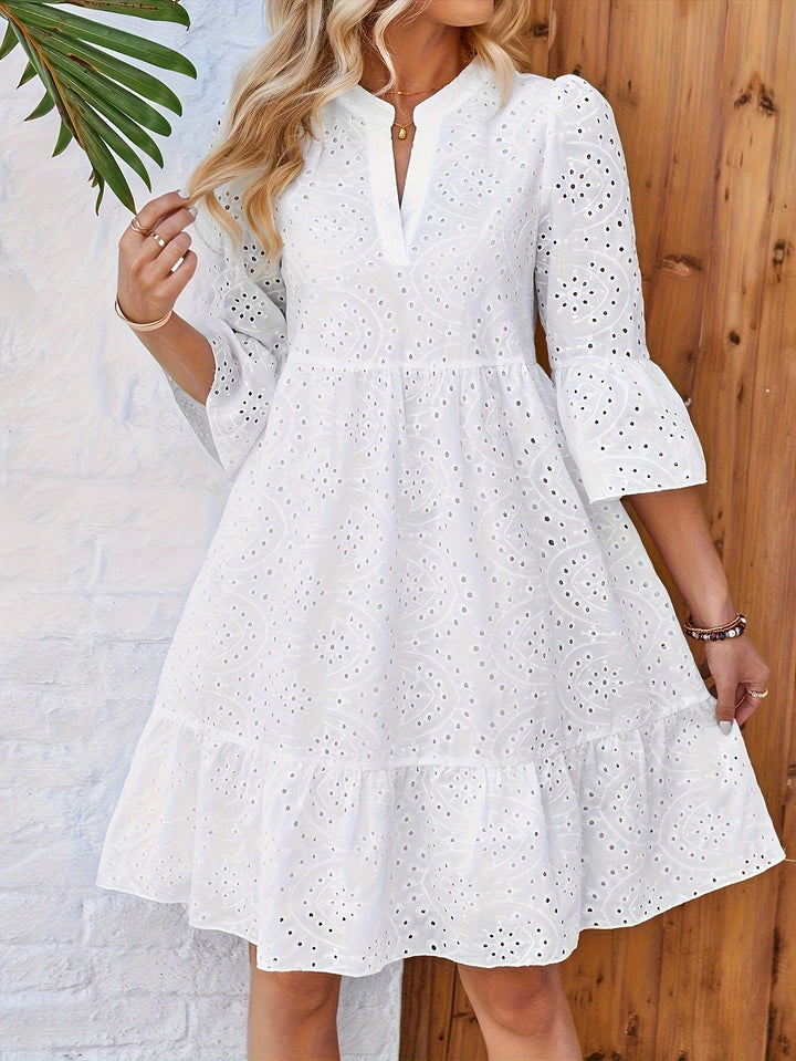 Adaire - Robe en Dentelle Crocheted à Manches 3/4