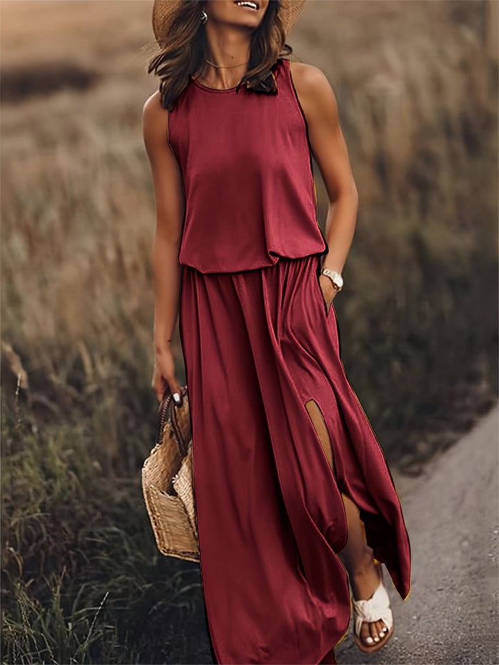 Indie - Élégante robe sans manches avec fente latérale