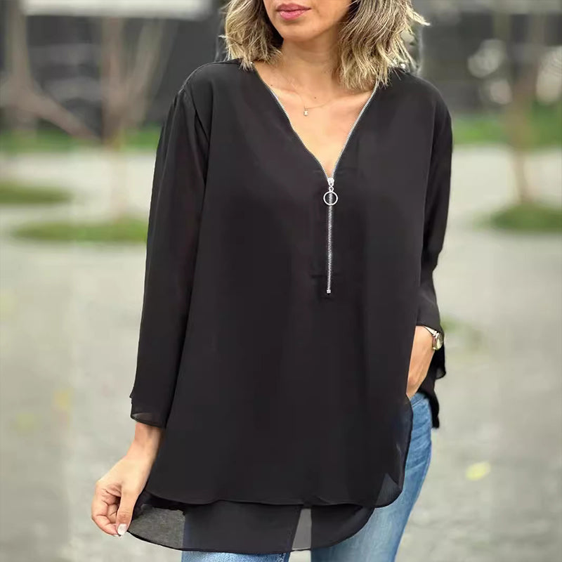 Heidi™ - Fluide V-Neck Zip Top