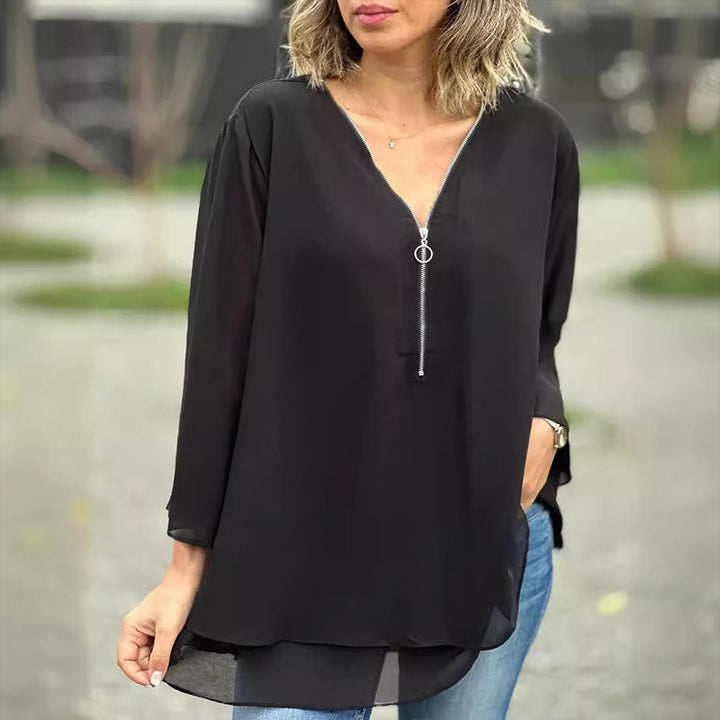 Heidi™ - Fluide V-Neck Zip Top