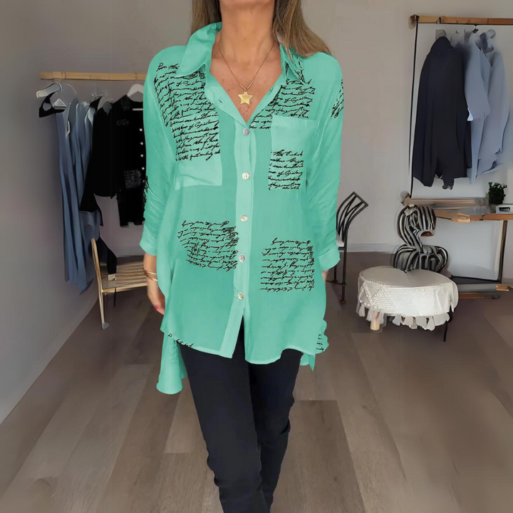 Callista™ - Chemise Boutonnée avec Écriture Manuscrite