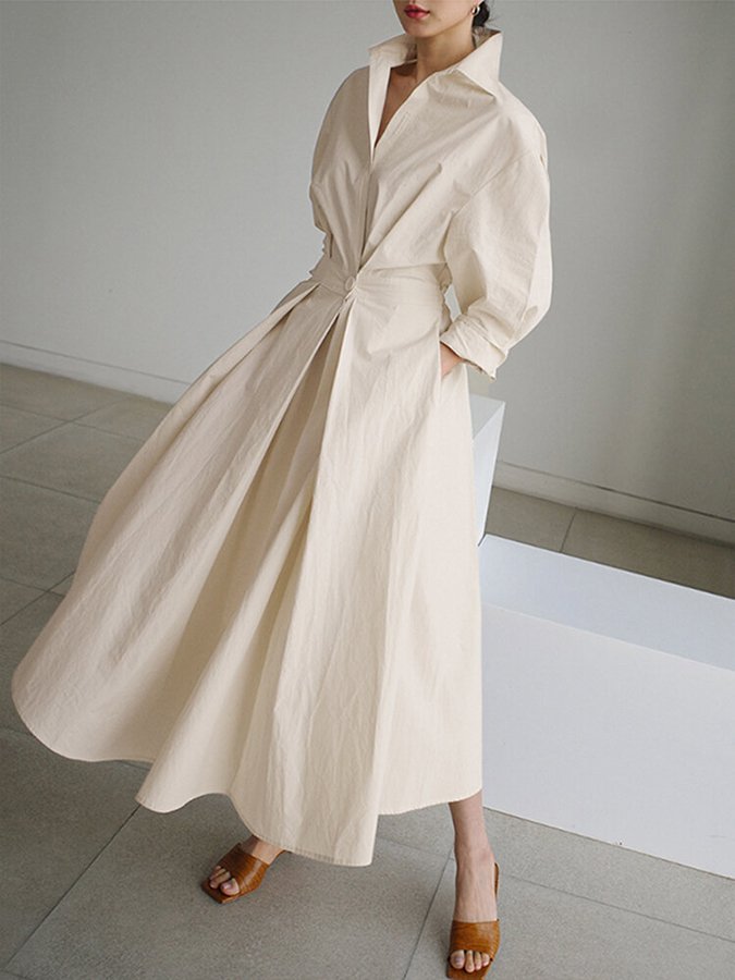 Brynn - Robe A-Line Évasée avec Col Polo Élégant