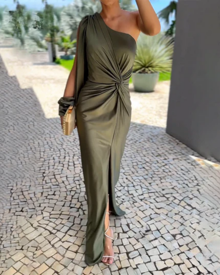 Odessa - Robe Midi Drapée Asymétrique en Bandage