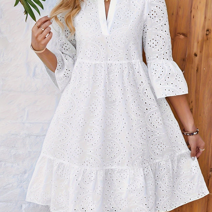 Adaire - Robe en Dentelle Crocheted à Manches 3/4