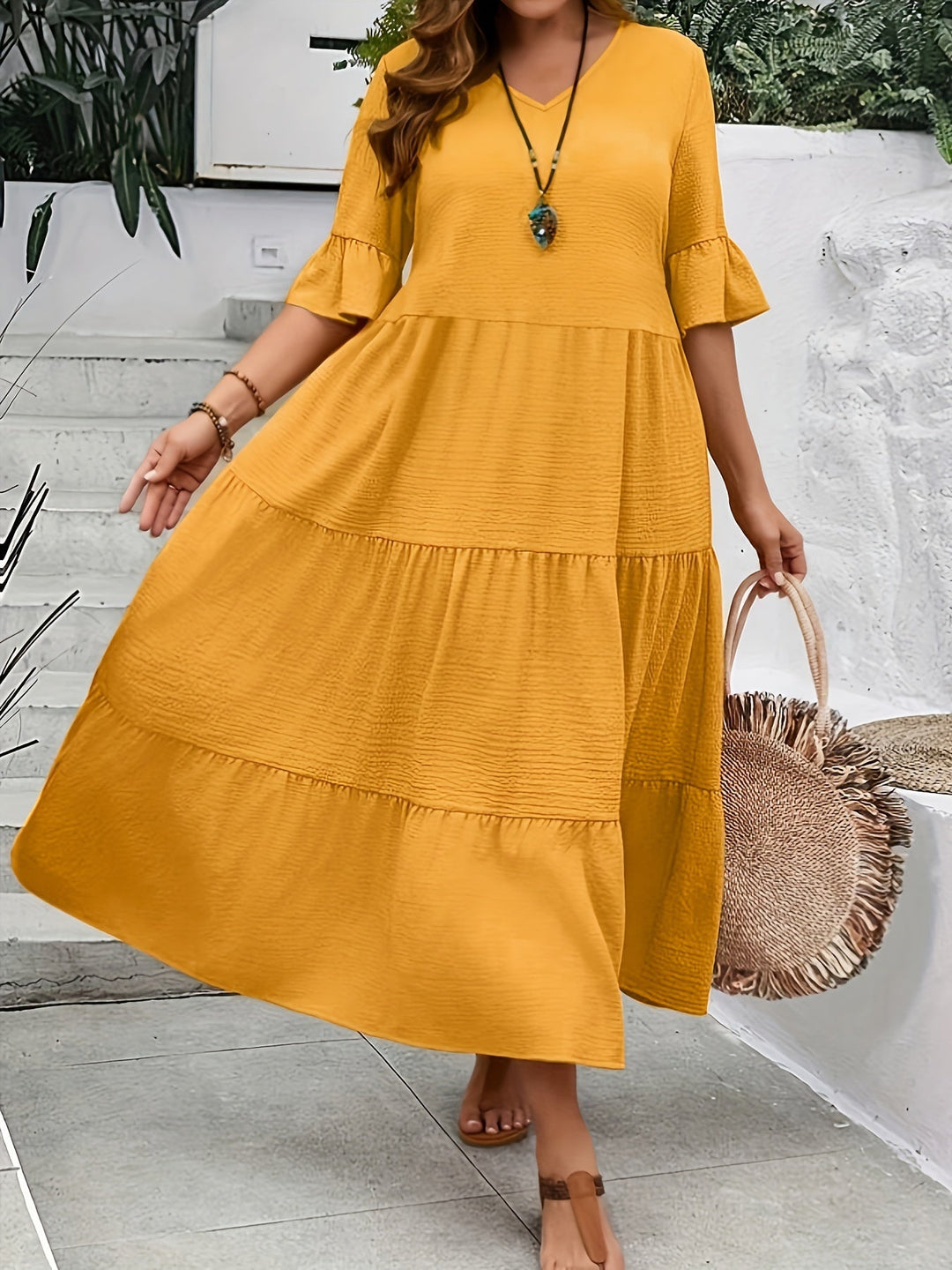Nena | Grande Taille V-neck Robe
