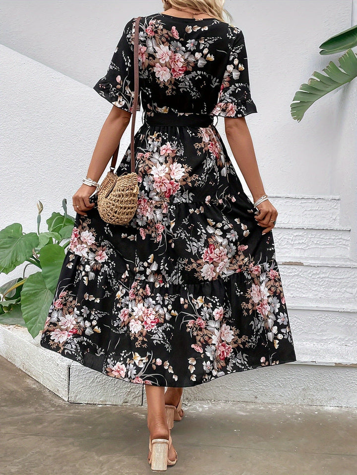 Rainn - Robe Florale à Manches Volantes