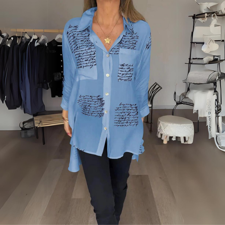 Callista™ - Chemise Boutonnée avec Écriture Manuscrite