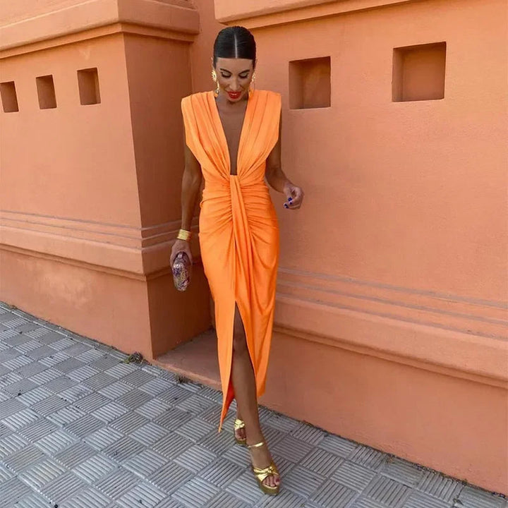 Selena - Robe Drapée Brillante