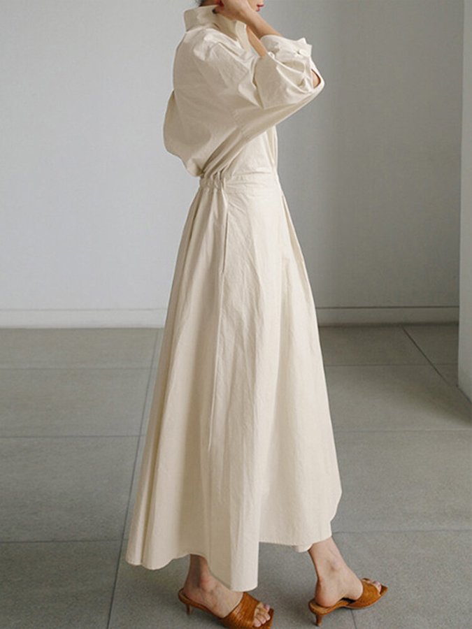 Brynn - Robe A-Line Évasée avec Col Polo Élégant