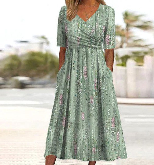 Pristine - Robe A-Line Florale à Taille Haute
