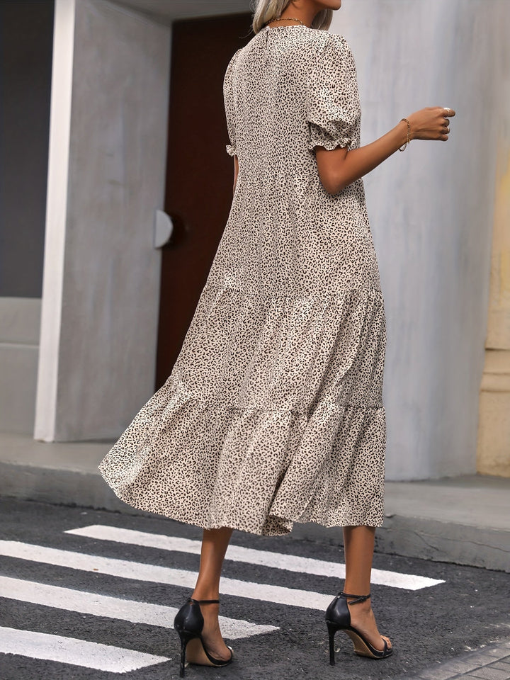 Harriet - Robe Casual à Col Rond avec Détails Volants