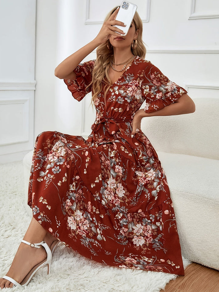 Rainn - Robe Florale à Manches Volantes