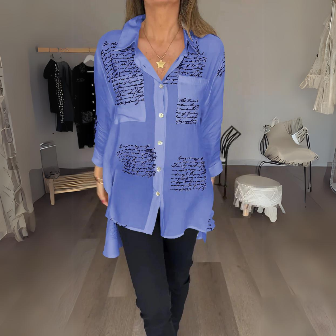 Callista™ - Chemise Boutonnée avec Écriture Manuscrite