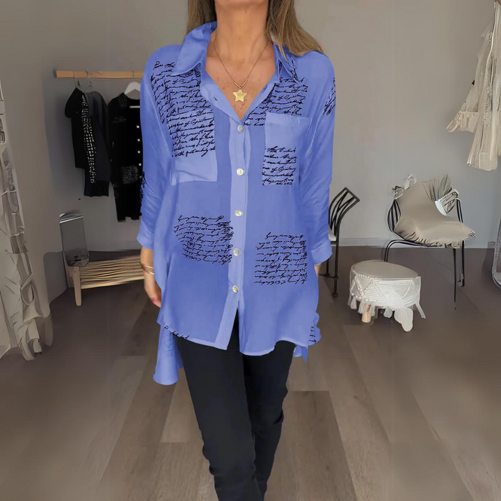 Callista™ - Chemise Boutonnée avec Écriture Manuscrite