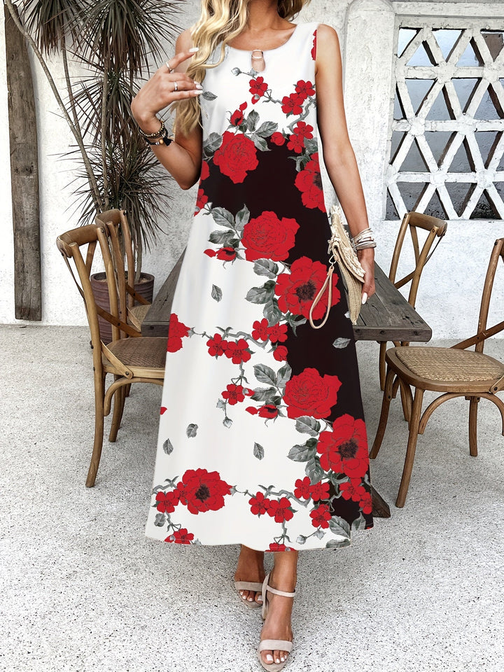 Indigo - Maxi Robe V-Cou à Fleurs Style Boho Chic