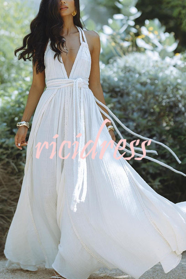 Faelina – Maxi Bandage Halter Dress with Open Back