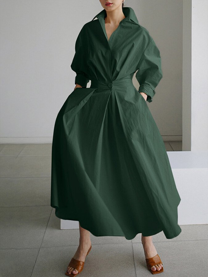 Brynn - Robe A-Line Évasée avec Col Polo Élégant