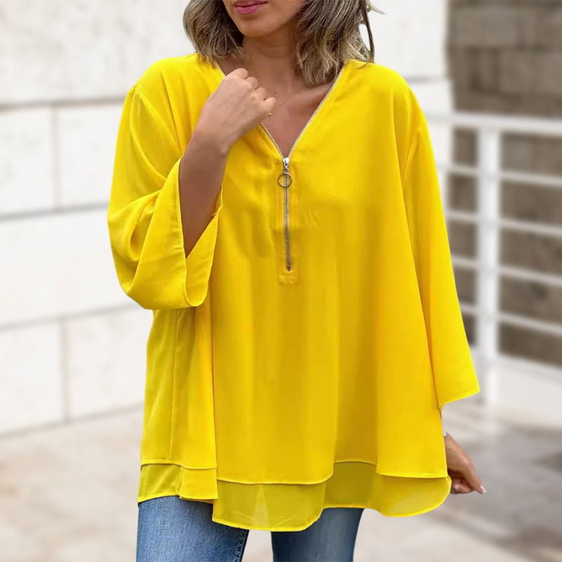 Heidi™ - Fluide V-Neck Zip Top